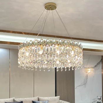 Легкая роскошная хрустальная подвеска, Великолепная люстра для гостиной, кухонный светильник, креативный простой роскошный атмосферный светодиодный декоративный Изображение 2