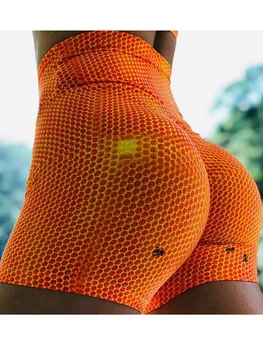 Новые спортивные шорты с цифровой печатью Honeycomb для женщин, для фитнеса, для бега трусцой, с высокой талией, пуш-ап, Леггинсы для спортзала, Одежда для йоги