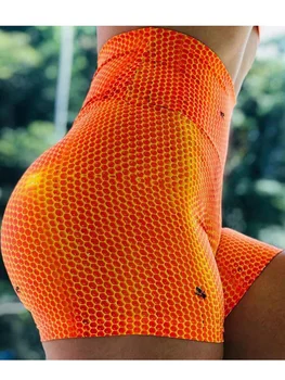Новые спортивные шорты с цифровой печатью Honeycomb для женщин, для фитнеса, для бега трусцой, с высокой талией, пуш-ап, Леггинсы для спортзала, Одежда для йоги Изображение 2
