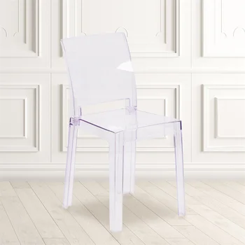 Призрачный стул с квадратной спинкой из прозрачного хрусталя