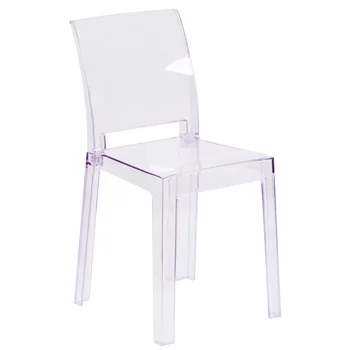 Призрачный стул с квадратной спинкой из прозрачного хрусталя Изображение 2