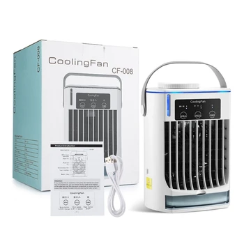 Бесшумный испарительный охладитель воздуха W8KC Mini Air Conditioner Cooling Fan для спальни и офиса