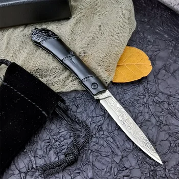 Дамасский мини-карманный складной нож с ручкой из алюминиевого сплава для выживания EDC ножи для кемпинга охотничий инструмент Изображение 2