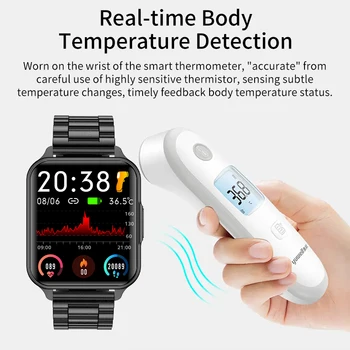 Мужские смарт-часы LIGE 2022, часы с полным касанием температуры тела, Спортивный Фитнес-браслет, Водонепроницаемые Мужские умные часы с пользовательским циферблатом + коробка Изображение 2