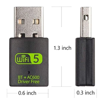 USB Wifi Bluetooth-адаптер, внешний приемник двухдиапазонной беспроводной сети 600 Мбит/с, Wifi-ключ для ПК/ноутбука/настольного компьютера Изображение 2