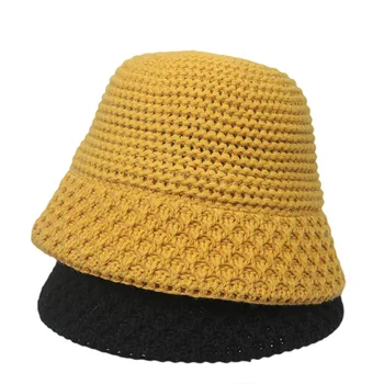 MAXSITI U вязаная Панама Женская осенне-зимняя модная простая черная теплая шерстяная пряжа basin cap винтажного плетения повседневная шляпа