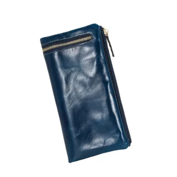 Женский кожаный кошелек, длинный клатч с несколькими картами, большая емкость, RFID противоугонная щетка, сумка для мобильного телефона, клатч Изображение 2