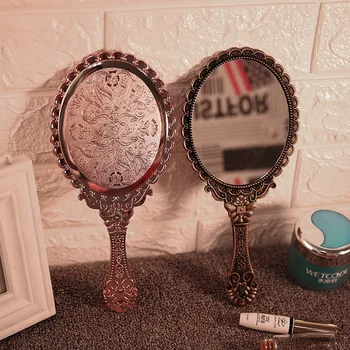 CASHOU30 Ручные Зеркала Для Макияжа Европейский Прямоугольник Ручное Косметическое Зеркало с ручкой Зеркало для макияжа ABS Princess Vintage Mirror Изображение 2
