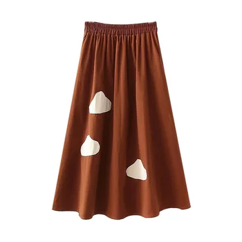 Японская юбка Миди Kawaii Cloud, Женская Эстетичная Винтажная Эластичная линия с высокой талией, Повседневная Летняя мода 2022, Длинные юбки