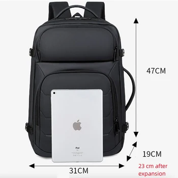 2023 Расширяемые Мужские 17-дюймовые Рюкзаки для ноутбуков, Водонепроницаемый школьный рюкзак для ноутбука, USB, Спортивная Дорожная Школьная сумка, рюкзак для мужчин Изображение 2