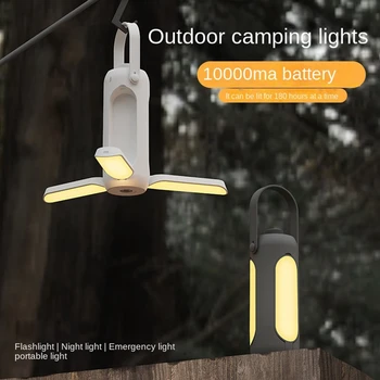 Портативный фонарь для кемпинга на открытом воздухе, USB перезаряжаемая подвесная палатка, кемпинговая лампа, светодиодное освещение 10000 мАч -B Изображение 2
