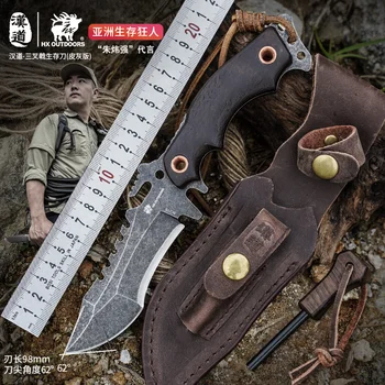 Прямой Нож для выживания HX с Фиксированным Лезвием EDC, Лезвие 5CR15MOV, Ручка из орехового дерева, Тактические Карманные EDC-Ножи для выживания