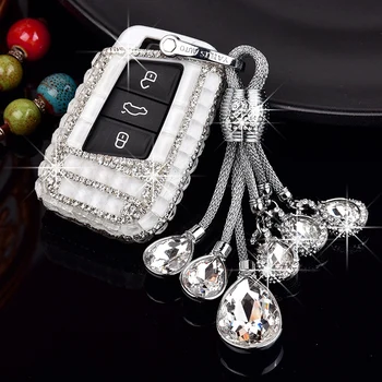 Модный Сверкающий Бриллиантовый Чехол для автомобильных ключей VW Magotan B8, Passat, Golf, Skoda, Lavida Bora Superb A7 CC accesorios