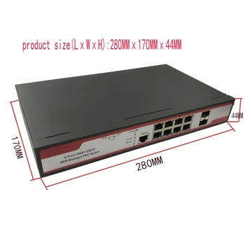8-портовый промышленный управляемый коммутатор 1000M POE switch 10/100/1000m 2SFP промышленный сетевой коммутатор VLAN 192.168.0.1 с веб-управлением Изображение 2