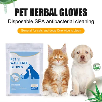 6 штук рукавиц для купания на открытом воздухе без ополаскивания, портативные перчатки для быстрой стирки домашних животных Изображение 2