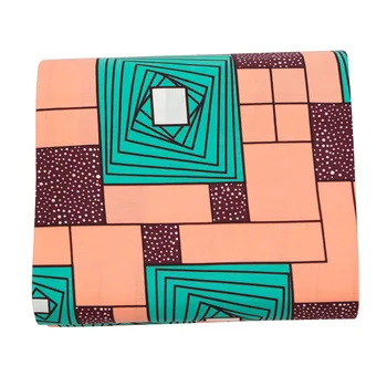 2019 Новая африканская ткань, зеленая ткань из чистого хлопка с квадратным принтом, высококачественный настоящий анкарский воск, 6 ярдов Изображение 2