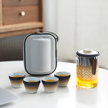 Японские стеклянные и керамические чайники и чашки TANGPIN, портативные дорожные чайные сервизы