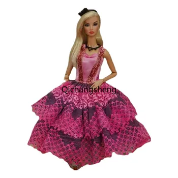 Ярко-розовая Одежда с цветочным Рисунком 1/6 BJD для платья Принцессы Барби, Кружевные Наряды, Вечернее платье, Vestidos 11,5 