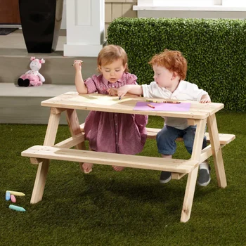 Деревянный детский стол для пикника, стол для кемпинга на открытом воздухе Изображение 2