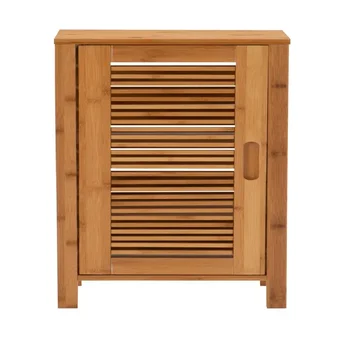 Напольный шкаф Harding с 3 полками и одной дверью, отделка натуральным бамбуком Изображение 2