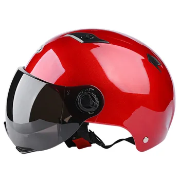 Электрический Мотоциклетный шлем для взрослых, Половинный шлем для мотороллера, шлем для мотокатастрофы, мотоцикл, велосипед, солнцезащитный козырек, защита от солнца, лето Изображение 2