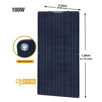 Комплект солнечных панелей/18 В Гибкая Фотоэлектрическая placa solar 100 Вт 200 Вт 300 Вт 400 Вт 500 Вт 600 Вт 12 В 24 В 36 В Высокоэффективные Панели Solares Изображение 2