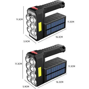 8 светодиодов Солнечный портативный прожектор с боковым прожектором USB Аккумуляторная батарея для патрулирования, разведки, аварийного освещения Изображение 2