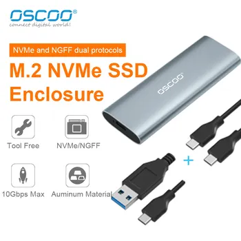 SSD-накопитель OSCOO M.2 NVMe Совместимый 2230/2242/2260/2280 SSD-накопитель Адаптер Алюминиевый 10 Гбит/с USB C 3.1 Внешний корпус