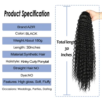 AZIR Синтетический Кудрявый Длинный конский хвост Синтетический шнурок Для наращивания волос с заколкой в конский хвост Для женщин Натуральный вид Изображение 2
