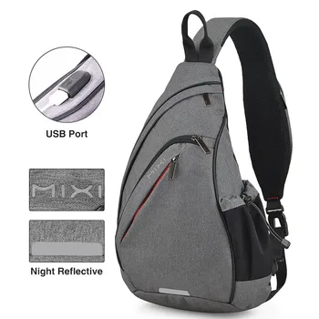 Mixi Мужской Рюкзак на одно плечо, Женская сумка-слинг через плечо, USB, Для мальчиков, Для Велоспорта, для спорта, для путешествий, Универсальная модная сумка, для студентов, для школы Изображение 2