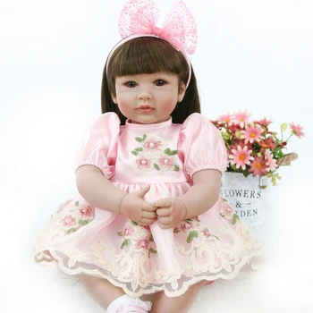Мягкая силиконовая ткань Для тела, Куклы-Реборн для маленьких девочек, Реалистичные Длинные волосы, реалистичная принцесса Для малышей, 22-дюймовая игрушка в подарок на День рождения Bebe Изображение 2