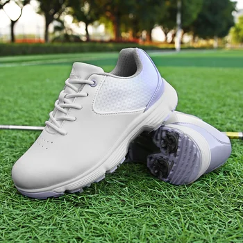 Профессиональная женская обувь для гольфа Водонепроницаемая и противоскользящая обувь для тренировок на открытом воздухе с 7 шипами Изображение 2