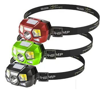 МИНИ-светодиодный налобный фонарь XPE COB С датчиком движения, Ультраяркая жесткая фара, Мощная Фара, USB Перезаряжаемый Водонепроницаемый Фонарик