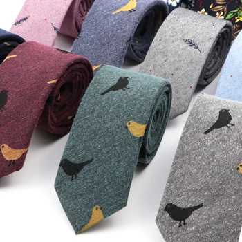 Модные Хлопковые галстуки для мужчин ручной работы, 6 см, цветочный принт в виде птичьих листьев, Узкие Тонкие галстуки, Вечерние Повседневные галстуки, Шейный платок