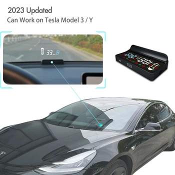Vjoy HUD F100 Головной Дисплей Проектор скорости Спидометр Указатель Поворота Направляющая Передачи Дисплей батареи для Доступа в автомобиль Tesla Model 3 Изображение 2