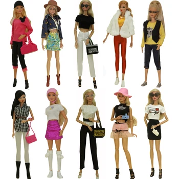 Модная одежда NK Mix, Офисный Женский наряд, Повседневная Модельная обувь, Сумка, Шляпа, Современная одежда для куклы Барби, Аксессуары, игрушки, JJ