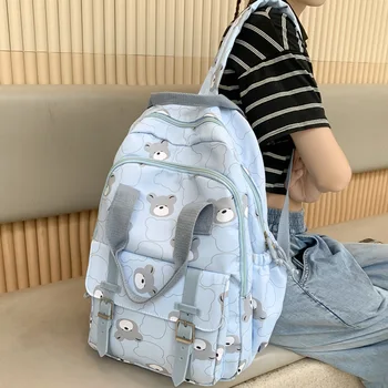 Новые модные сумки для книг с мультяшным принтом в стиле Каваи для девочек, Школьная сумка для путешествий, Женский милый нейлоновый рюкзак для ноутбука, студенческая леди
