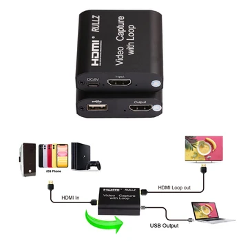 HD 1080P 4K HDMI Карта видеозахвата HDMI к USB 2.0 3.0 Placa De Captura Запись настольной игры Прямая трансляция ТВ HDMI Loop Изображение 2