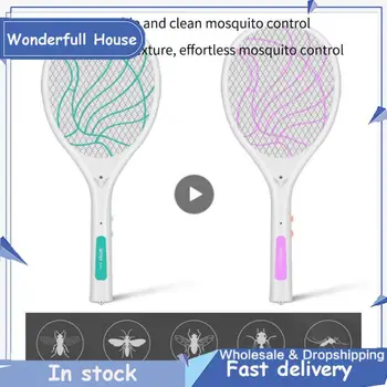 Противомоскитная ракетка с электрическим током, Перезаряжаемая бытовая мухобойка от комаров, Электрическая мухобойка от комаров двойного назначения