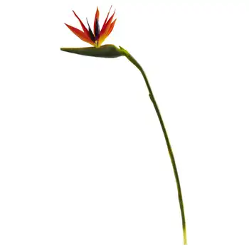 Большая птица из искусственного цветка (набор из 4 штук), Оранжевые гавайские аксессуары, Эвкалиптовая гирлянда из зелени, Мини-венок Leis hawaii nec