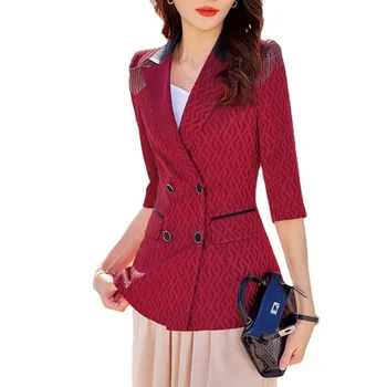 Красный блейзер Женский 2023 Летний новый Модный Темпераментный повседневный весенний жакет высокого класса для офисных дам, официальное пальто