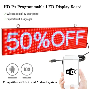 Leadleds P4 Indoor LED Display Board RGB Беспроводное ПРИЛОЖЕНИЕ Программируемая Прокрутка Сообщения Многоязычная светодиодная Вывеска для бара 52 см Изображение 2