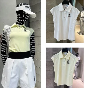 Женские рубашки-поло для гольфа без рукавов, теннисные топы на бретелях с воротником, защита от ультрафиолета, быстрая сушка