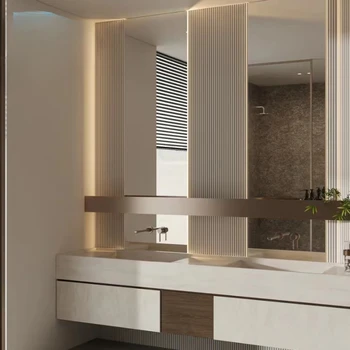 Современный итальянский минималистский шкаф для ванной комнаты из массива дерева комбинированный туалет изготовленный на заказ умывальник для умывания лица под раковиной