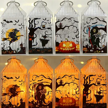 Портативный светодиодный ночник на Хэллоуин, Ретро тыква, Череп ведьмы, ночник для домашнего праздника, Фестивальный бар, украшенный фонарем ручной работы