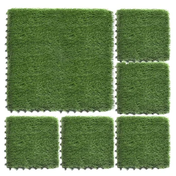 Усовершенствованная плитка для газона из искусственной травы, Система блокировки, Искусственная Трава, Самоотводящийся Коврик, 1 фут x 1 фут, 9 упаковок