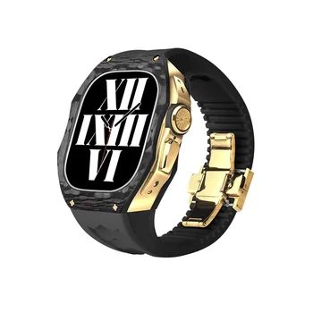 роскошный Комплект Модификации Apple Watch из 49 мм Углеродного Волокна для iWatch ultra 49 мм защитный Чехол Apple Watch с фторопластовой резинкой
