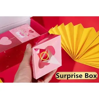 Подарочная коробка с отскоком Взрывающийся красный конверт Подарочная коробка Креативный Складной Прыгающий Красный конверт Подарочная коробка для свадеб Изображение 2