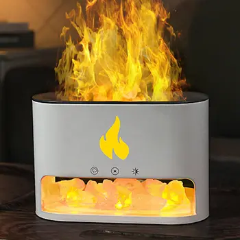 Бытовой USB-аромадиффузор с пламенем, диффузор лампы из гималайской соли, ультразвуковой увлажнитель воздуха с прохладным туманом и ароматерапией