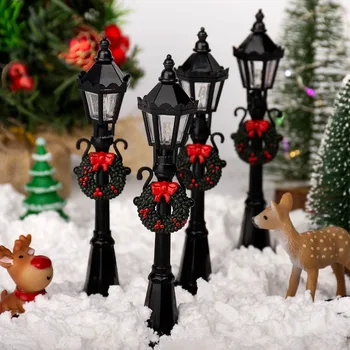 Модели рождественских мини-уличных фонарей, 4 шт. мини-уличных фонаря, уличный фонарь, -Аксессуары для сада с пейзажной феей Изображение 2